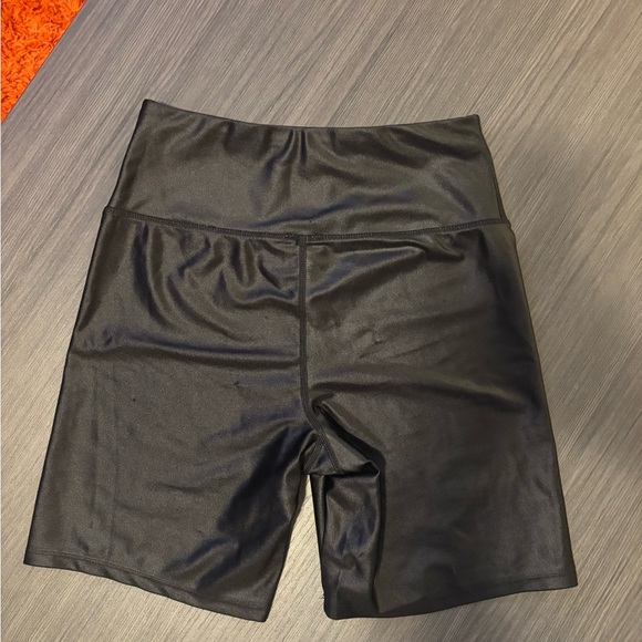 Francesca’s Blue Rain Black Sparkly Sport Spandex Shorts - Picture 2 of 3